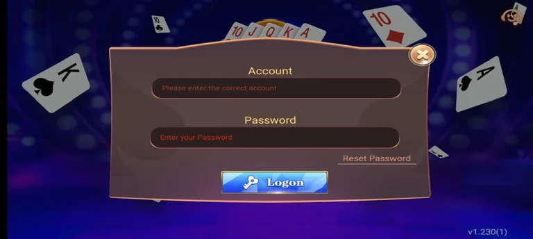 Yalla Rummy account login dialog